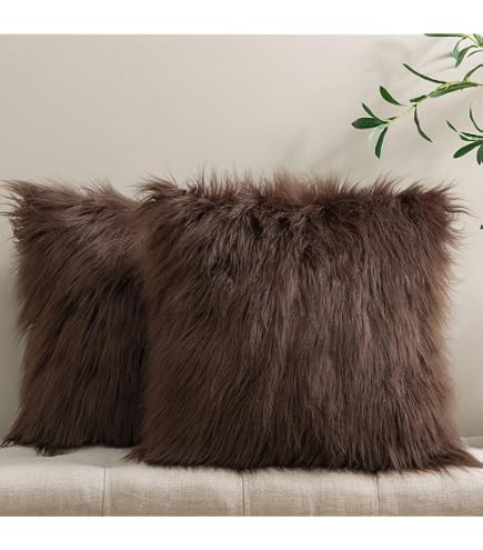 Amazon.com: HYSEAS Set of 2 Decorative Faux Fur Throw Pillow